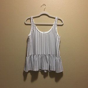 H by Halston Striped Ruffle Tank Size Medium